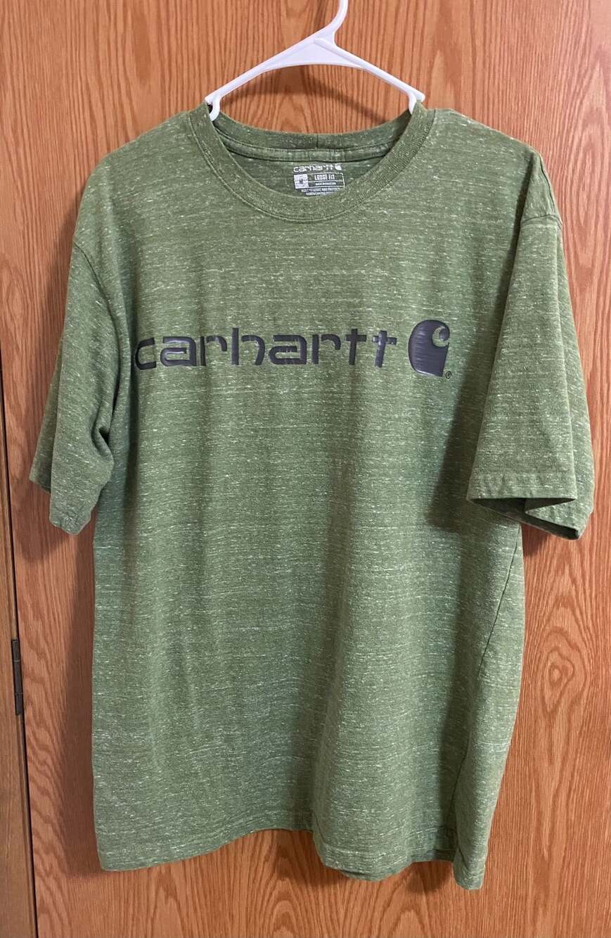Carhartt Loose Fit Logo T-Shirt Size M Green Heather Workwear